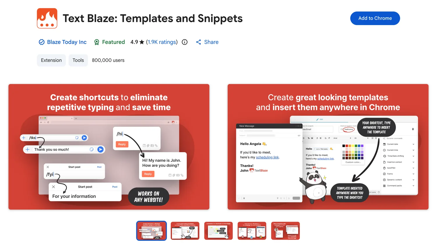 Text Blaze: Templates and Snippets on the Chrome Web Store